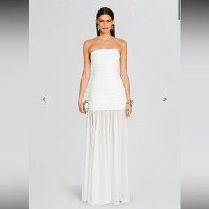 Retrofete White Strapless Maxi Dress